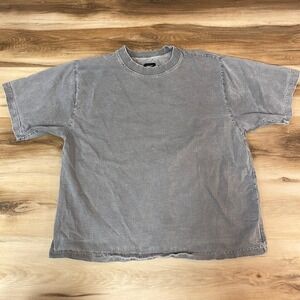 HOURS Gray Washed Cotton Oversized T Shirt Size Large Boxy